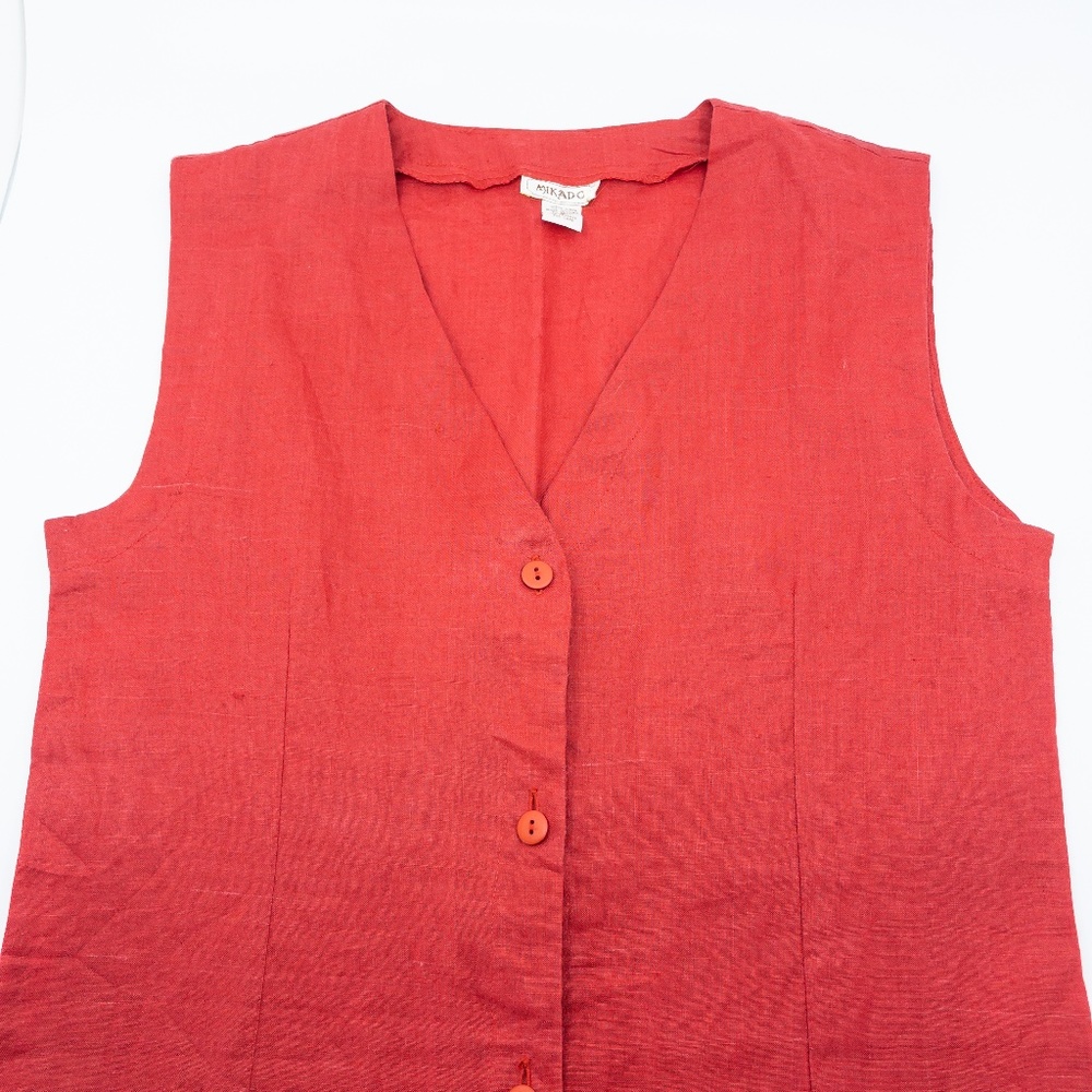 Red Linen Sleeveless Tunic